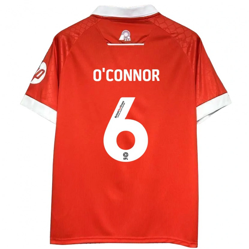 Danxen Kvinder Thomas O'connor #6 Rød Hvid Hjemmebane Spillertrøjer 2024/25 Trøje T-Shirt