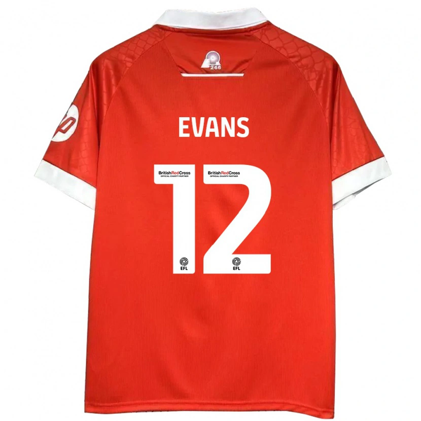 Danxen Kvinder George Evans #12 Rød Hvid Hjemmebane Spillertrøjer 2024/25 Trøje T-Shirt