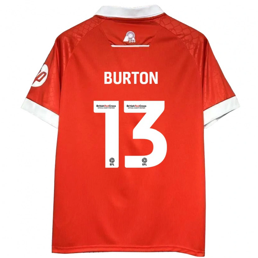 Danxen Kvinder Callum Burton #13 Rød Hvid Hjemmebane Spillertrøjer 2024/25 Trøje T-Shirt