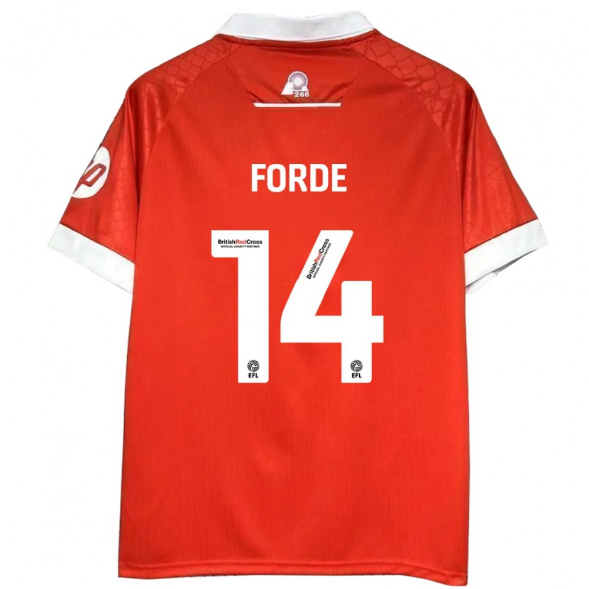 Danxen Kvinder Anthony Forde #14 Rød Hvid Hjemmebane Spillertrøjer 2024/25 Trøje T-Shirt