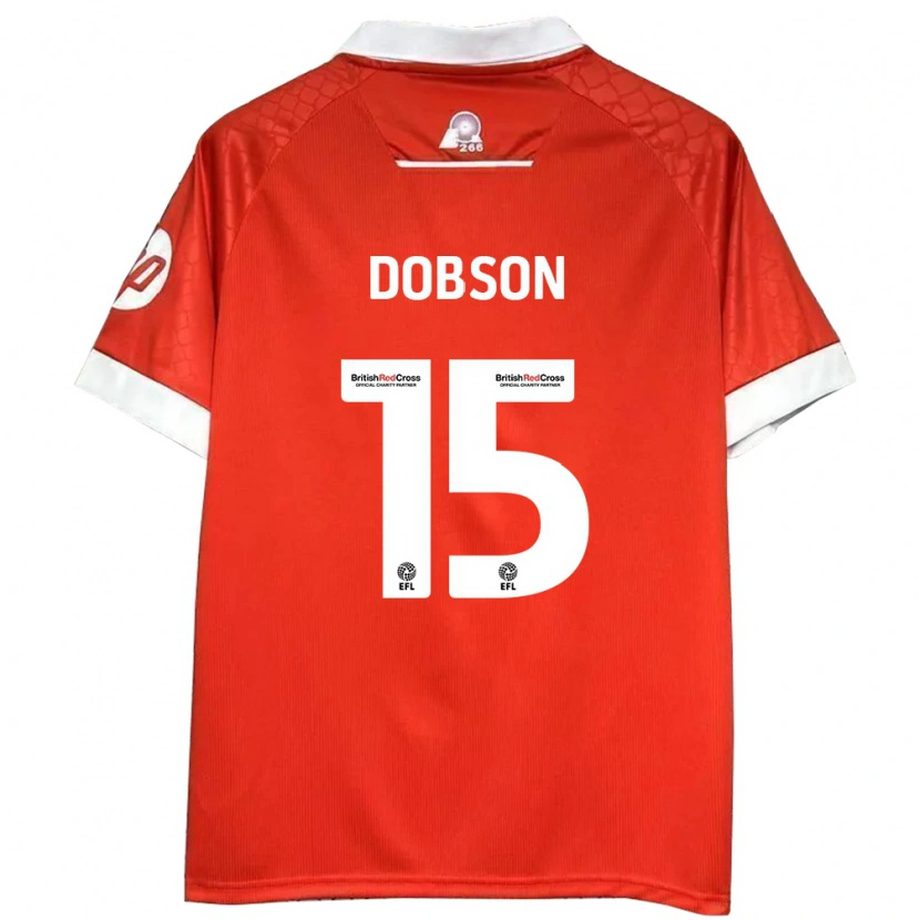 Danxen Kvinder George Dobson #15 Rød Hvid Hjemmebane Spillertrøjer 2024/25 Trøje T-Shirt