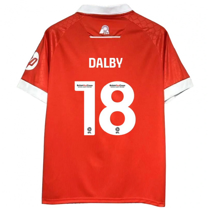 Danxen Kvinder Sam Dalby #18 Rød Hvid Hjemmebane Spillertrøjer 2024/25 Trøje T-Shirt