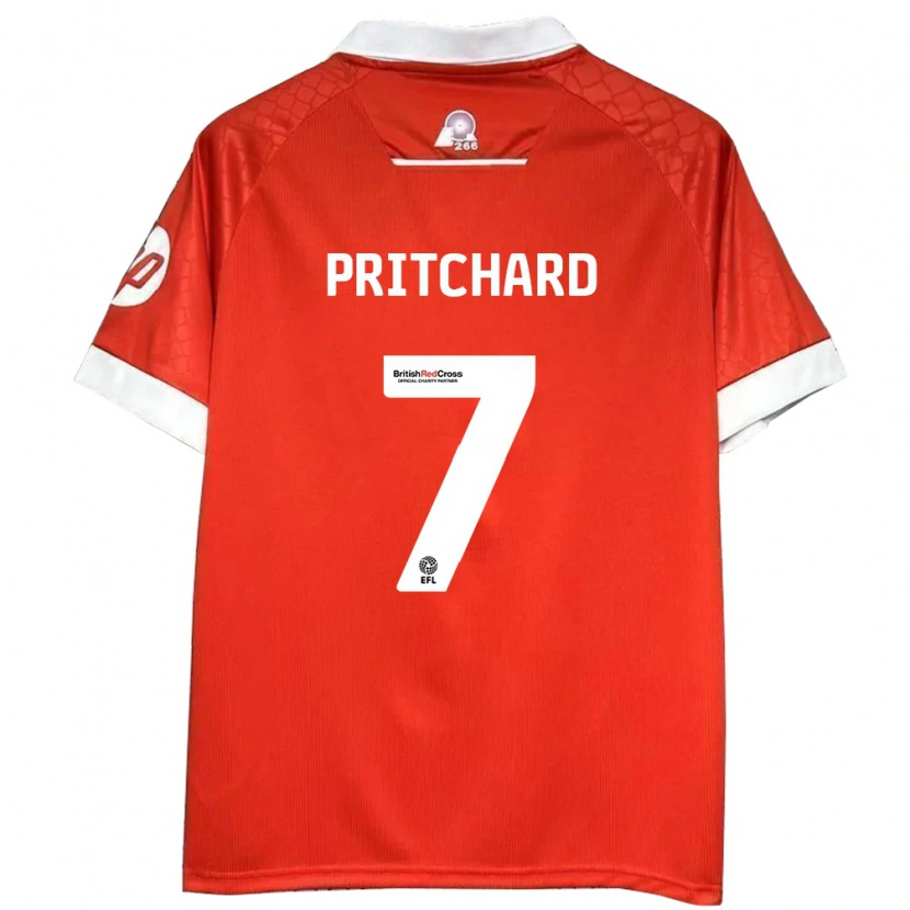 Danxen Kvinder Rebecca Pritchard #7 Rød Hvid Hjemmebane Spillertrøjer 2024/25 Trøje T-Shirt
