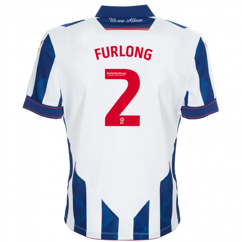 Danxen Kvinder Darnell Furlong #2 Hvid Mørkeblå Hjemmebane Spillertrøjer 2024/25 Trøje T-Shirt