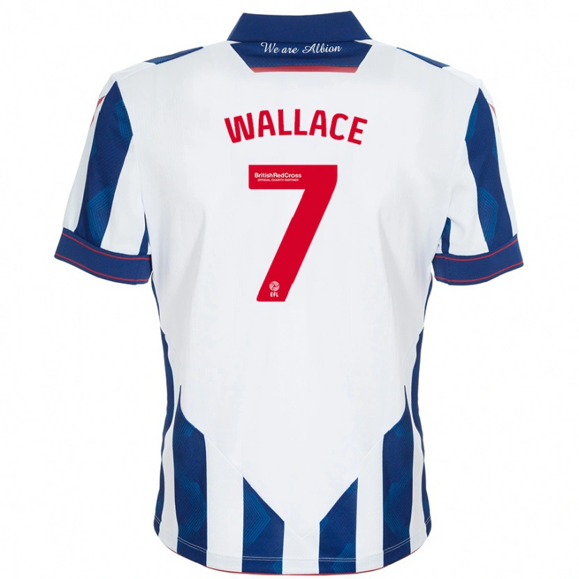 Danxen Kvinder Jed Wallace #7 Hvid Mørkeblå Hjemmebane Spillertrøjer 2024/25 Trøje T-Shirt