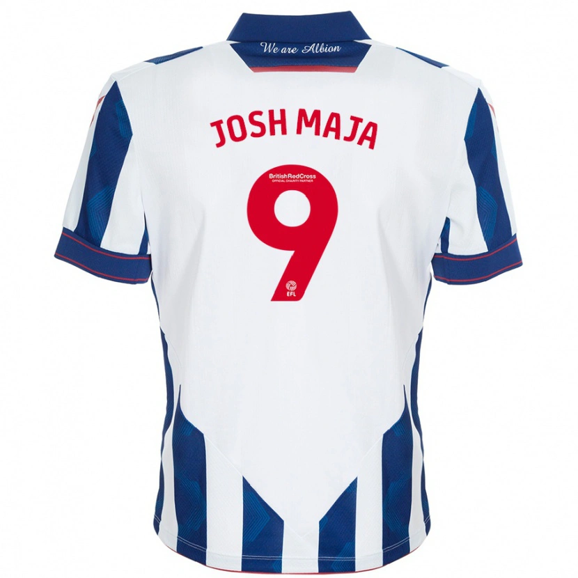 Danxen Kvinder Josh Maja #9 Hvid Mørkeblå Hjemmebane Spillertrøjer 2024/25 Trøje T-Shirt