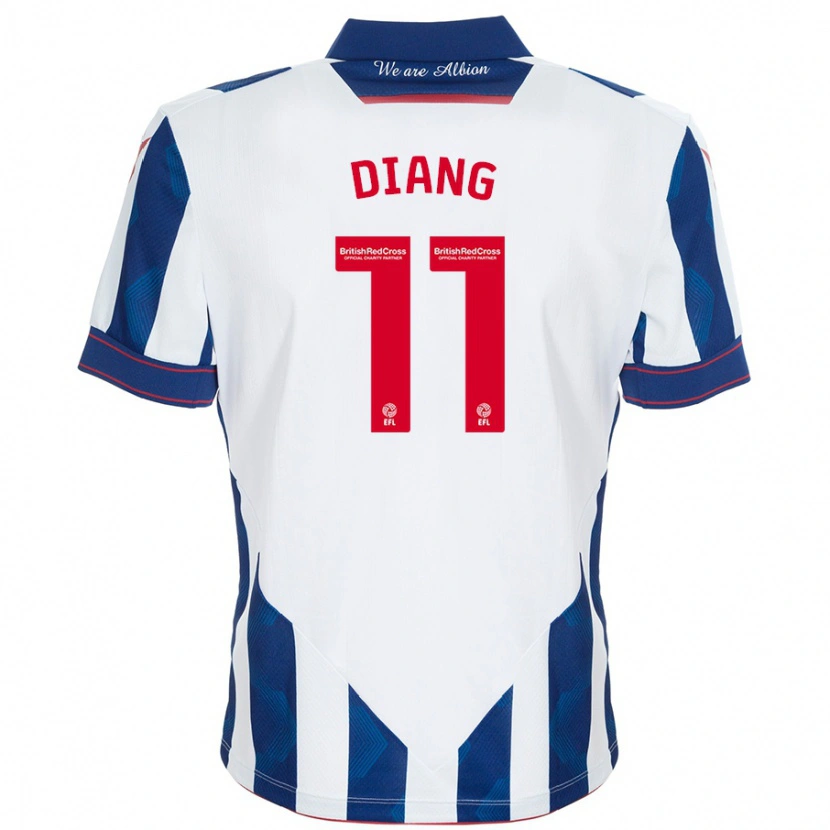 Danxen Kvinder Grady Diangana #11 Hvid Mørkeblå Hjemmebane Spillertrøjer 2024/25 Trøje T-Shirt