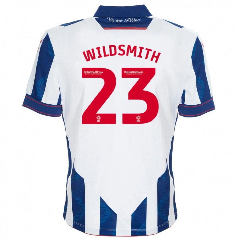 Danxen Kvinder Joe Wildsmith #23 Hvid Mørkeblå Hjemmebane Spillertrøjer 2024/25 Trøje T-Shirt