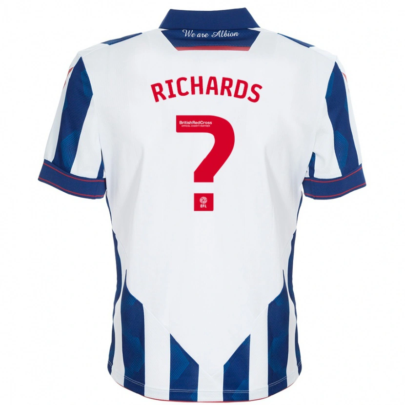 Danxen Kvinder Matt Richards #0 Hvid Mørkeblå Hjemmebane Spillertrøjer 2024/25 Trøje T-Shirt