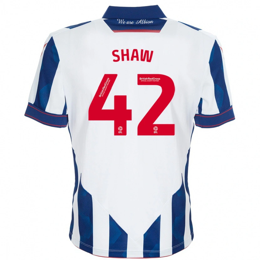 Danxen Kvinder Josh Shaw #42 Hvid Mørkeblå Hjemmebane Spillertrøjer 2024/25 Trøje T-Shirt
