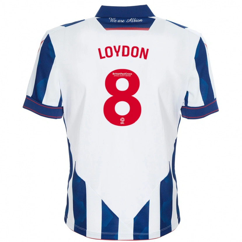 Danxen Kvinder Abi Loydon #8 Hvid Mørkeblå Hjemmebane Spillertrøjer 2024/25 Trøje T-Shirt