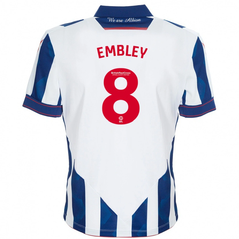 Danxen Kvinder Rosie Embley #8 Hvid Mørkeblå Hjemmebane Spillertrøjer 2024/25 Trøje T-Shirt