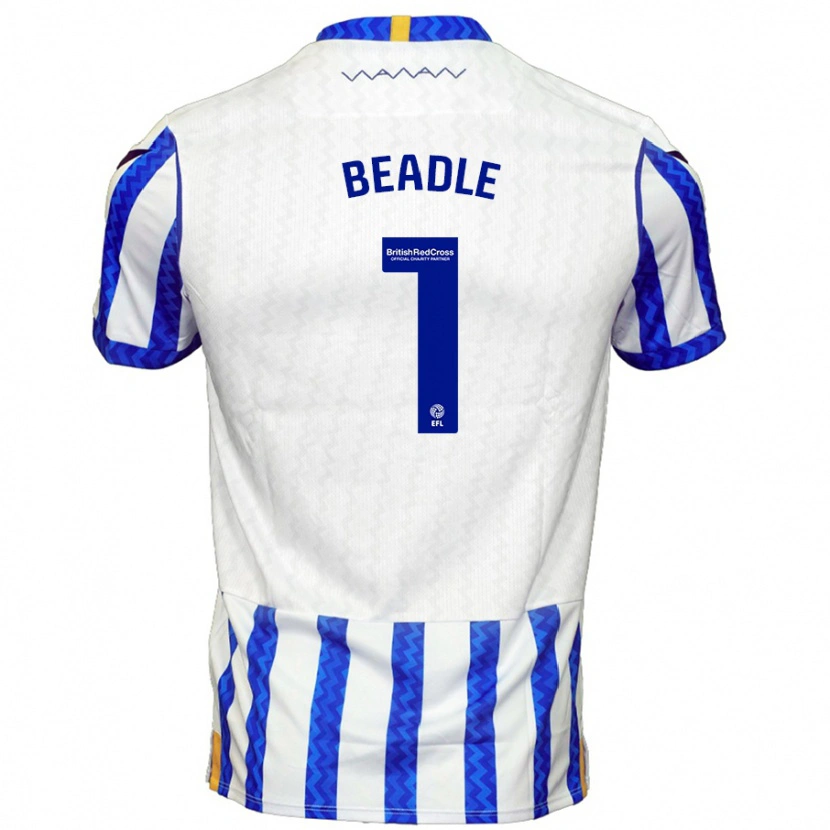 Danxen Kvinder James Beadle #1 Blå Hvid Hjemmebane Spillertrøjer 2024/25 Trøje T-Shirt