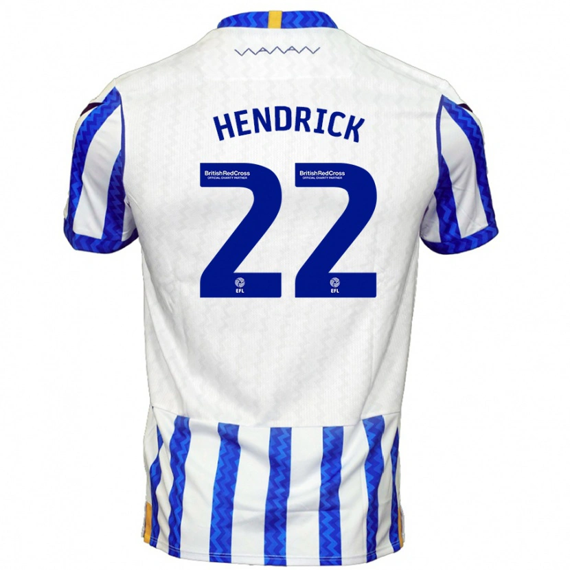 Danxen Kvinder Jeff Hendrick #22 Blå Hvid Hjemmebane Spillertrøjer 2024/25 Trøje T-Shirt