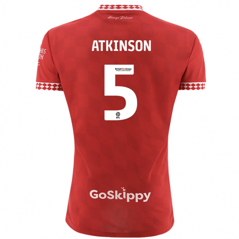 Danxen Kvinder Rob Atkinson #5 Rød Hjemmebane Spillertrøjer 2024/25 Trøje T-Shirt