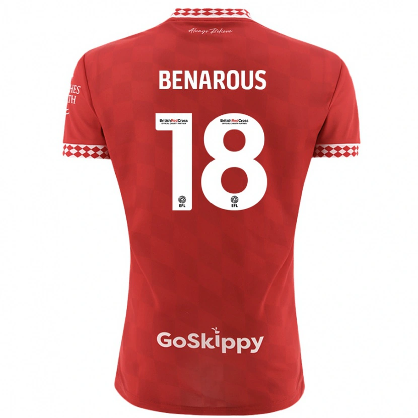 Danxen Kvinder Ayman Benarous #18 Rød Hjemmebane Spillertrøjer 2024/25 Trøje T-Shirt