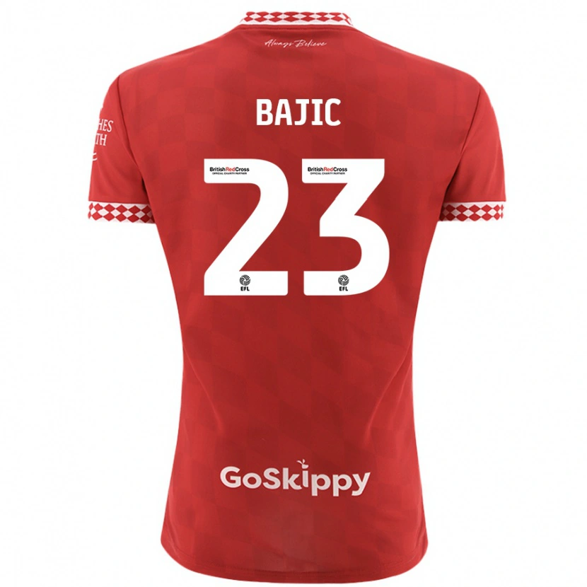 Danxen Kvinder Stefan Bajic #23 Rød Hjemmebane Spillertrøjer 2024/25 Trøje T-Shirt
