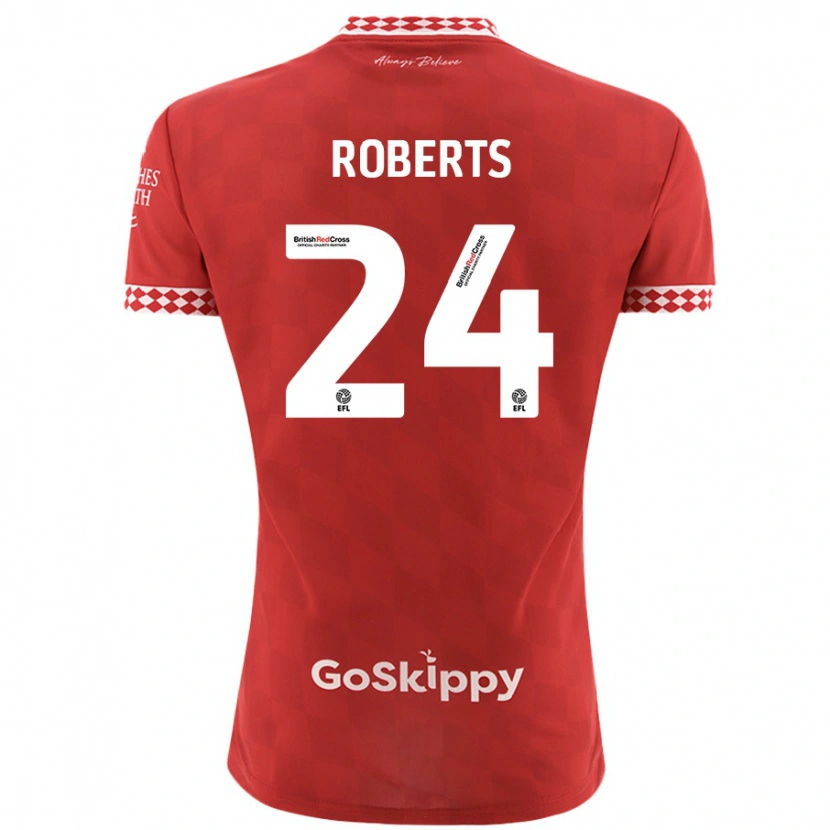 Danxen Kvinder Haydon Roberts #24 Rød Hjemmebane Spillertrøjer 2024/25 Trøje T-Shirt