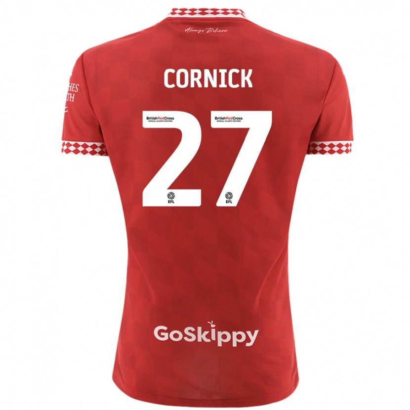 Danxen Kvinder Harry Cornick #27 Rød Hjemmebane Spillertrøjer 2024/25 Trøje T-Shirt