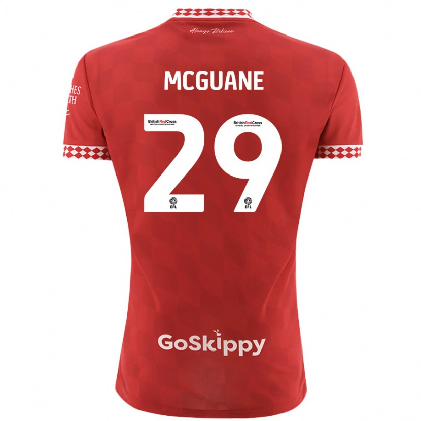 Danxen Kvinder Marcus Mcguane #29 Rød Hjemmebane Spillertrøjer 2024/25 Trøje T-Shirt
