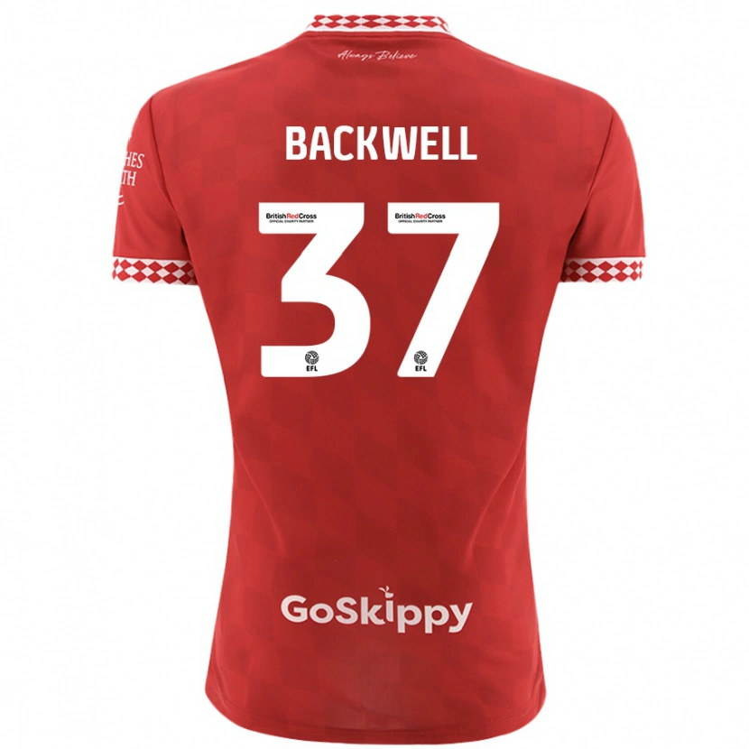 Danxen Kvinder Tommy Backwell #37 Rød Hjemmebane Spillertrøjer 2024/25 Trøje T-Shirt