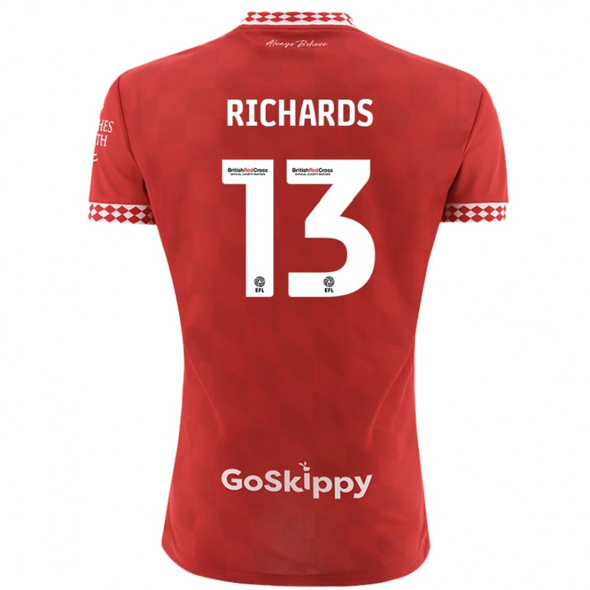 Danxen Kvinder Harvey Wiles-Richards #13 Rød Hjemmebane Spillertrøjer 2024/25 Trøje T-Shirt