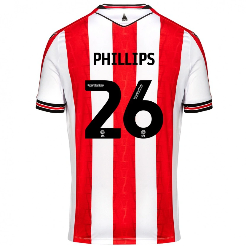 Danxen Kvinder Ashley Phillips #26 Rød Hvid Hjemmebane Spillertrøjer 2024/25 Trøje T-Shirt