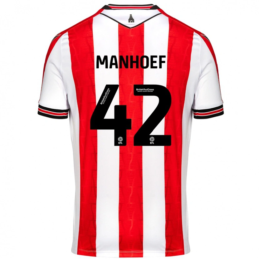 Danxen Kvinder Million Manhoef #42 Rød Hvid Hjemmebane Spillertrøjer 2024/25 Trøje T-Shirt