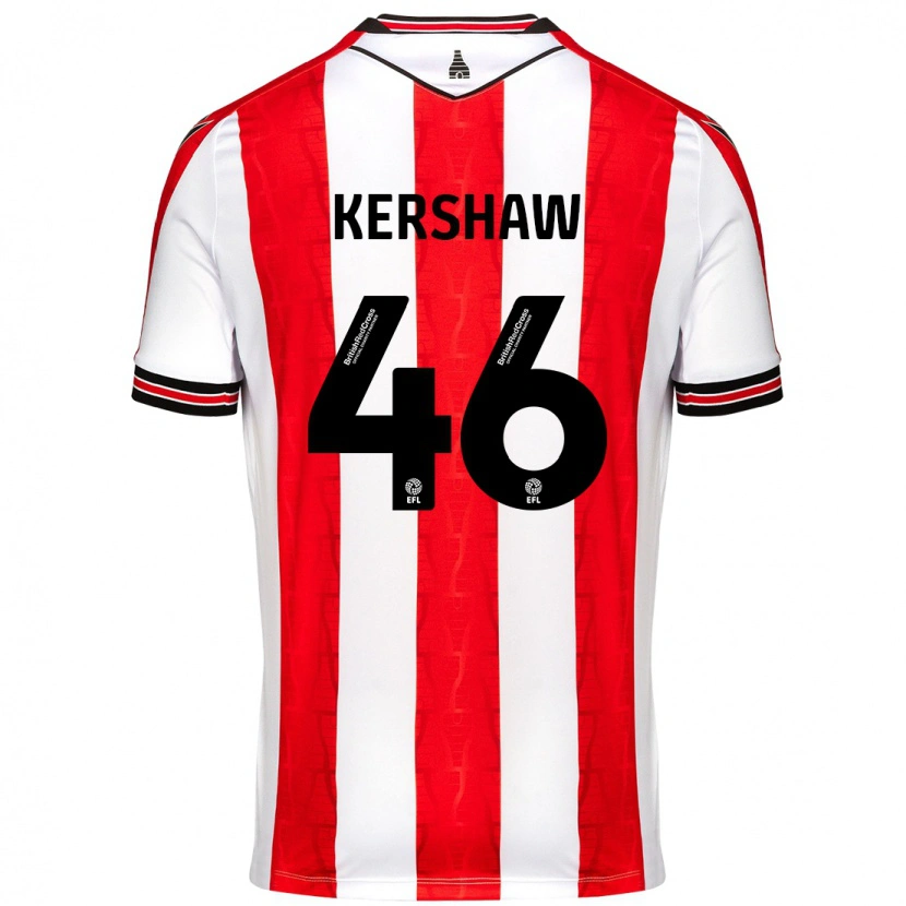 Danxen Kvinder Ben Kershaw #46 Rød Hvid Hjemmebane Spillertrøjer 2024/25 Trøje T-Shirt