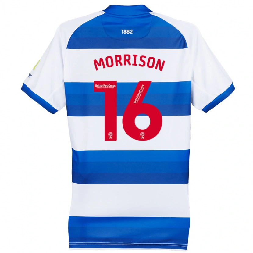 Danxen Kvinder Liam Morrison #16 Hvid Blå Hjemmebane Spillertrøjer 2024/25 Trøje T-Shirt