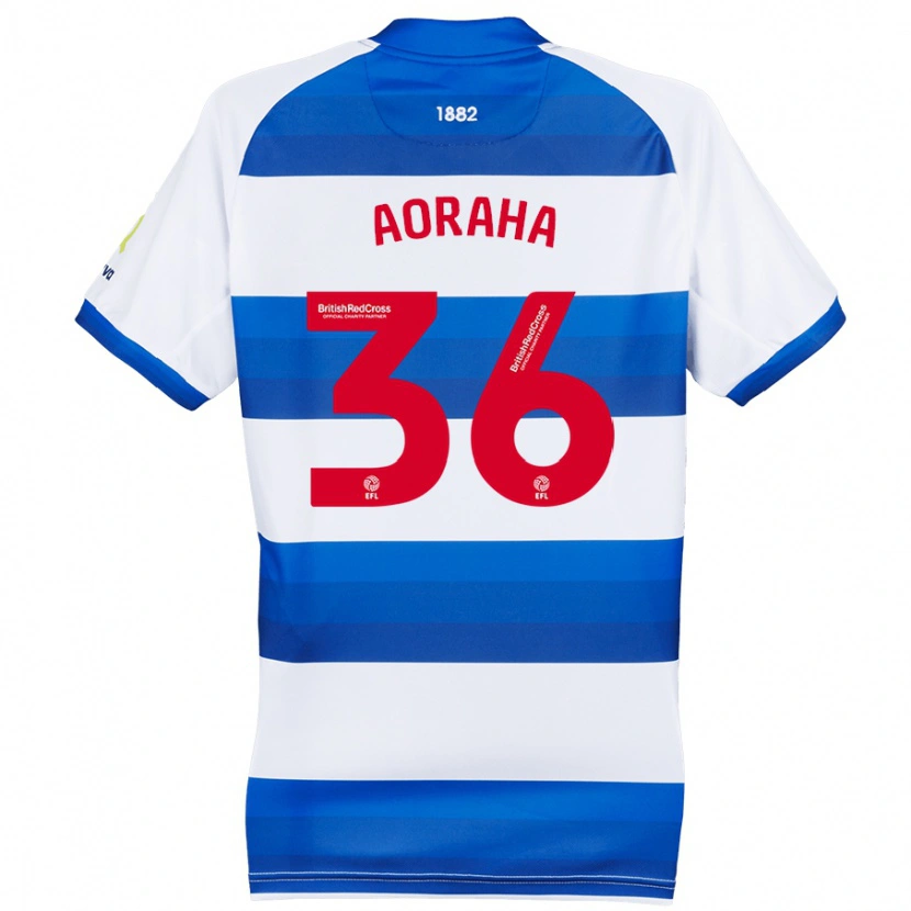 Danxen Kvinder Alexander Aoraha #36 Hvid Blå Hjemmebane Spillertrøjer 2024/25 Trøje T-Shirt