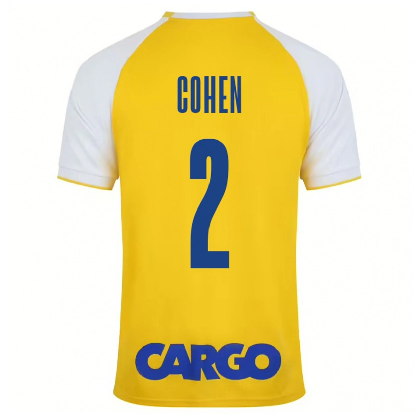 Danxen Kvinder Avishay Cohen #2 Gul Hvid Hjemmebane Spillertrøjer 2024/25 Trøje T-Shirt