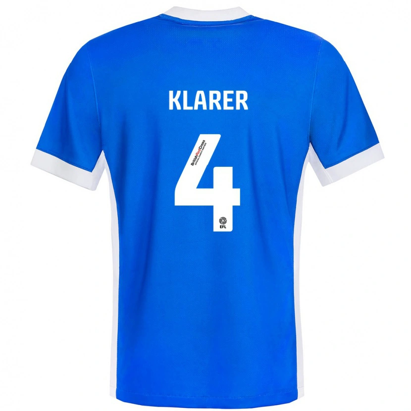 Danxen Kvinder Christoph Klarer #4 Blå Hvid Hjemmebane Spillertrøjer 2024/25 Trøje T-Shirt