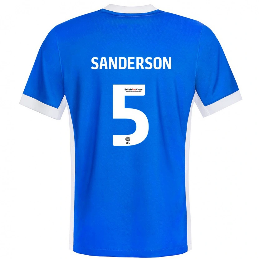 Danxen Kvinder Dion Sanderson #5 Blå Hvid Hjemmebane Spillertrøjer 2024/25 Trøje T-Shirt