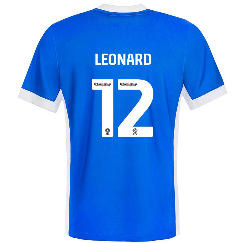 Danxen Kvinder Marc Leonard #12 Blå Hvid Hjemmebane Spillertrøjer 2024/25 Trøje T-Shirt