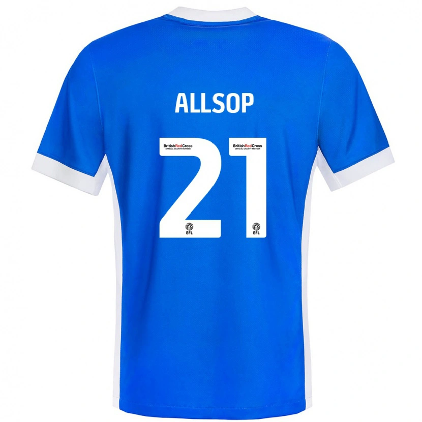 Danxen Kvinder Ryan Allsop #21 Blå Hvid Hjemmebane Spillertrøjer 2024/25 Trøje T-Shirt
