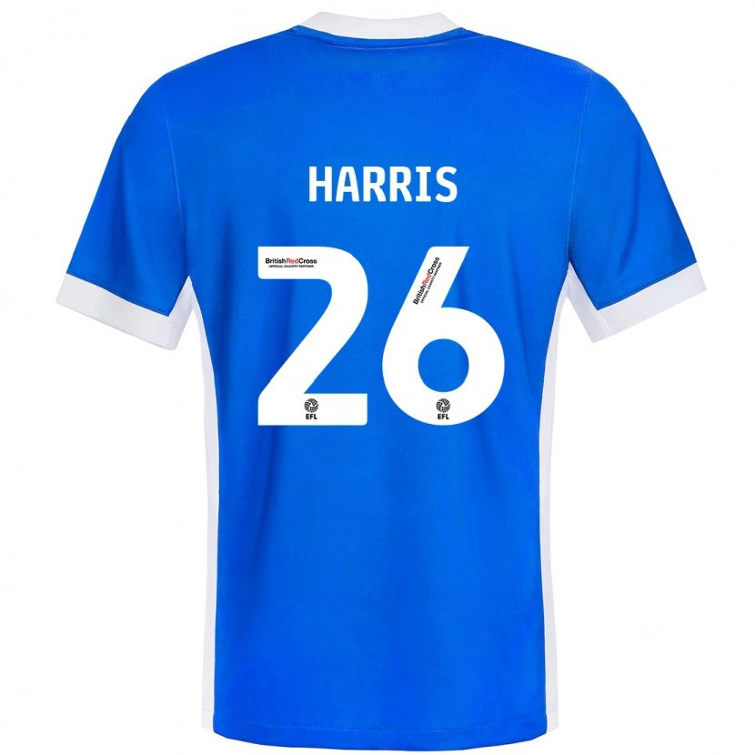 Danxen Kvinder Luke Harris #26 Blå Hvid Hjemmebane Spillertrøjer 2024/25 Trøje T-Shirt