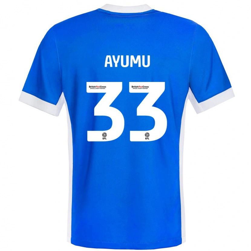 Danxen Kvinder Ayumu Yokoyama #33 Blå Hvid Hjemmebane Spillertrøjer 2024/25 Trøje T-Shirt