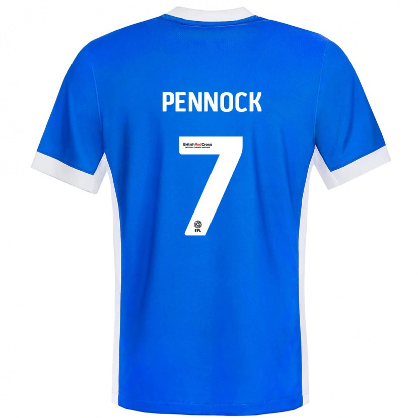 Danxen Kvinder Jade Pennock #7 Blå Hvid Hjemmebane Spillertrøjer 2024/25 Trøje T-Shirt