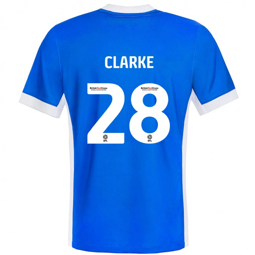 Danxen Kvinder Charlotte Clarke #28 Blå Hvid Hjemmebane Spillertrøjer 2024/25 Trøje T-Shirt