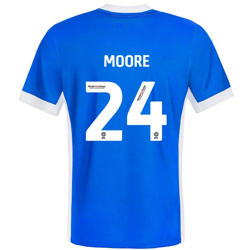 Danxen Kvinder Jade Ellis Moore #24 Blå Hvid Hjemmebane Spillertrøjer 2024/25 Trøje T-Shirt
