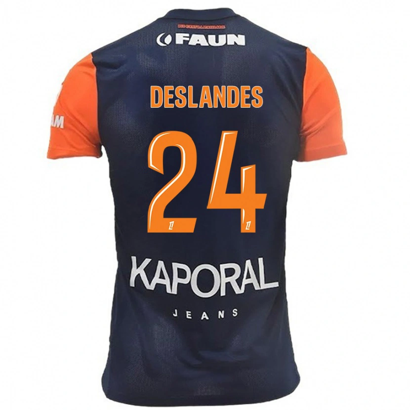 Danxen Kvinder Océane Deslandes #24 Marineblå Orange Hjemmebane Spillertrøjer 2024/25 Trøje T-Shirt