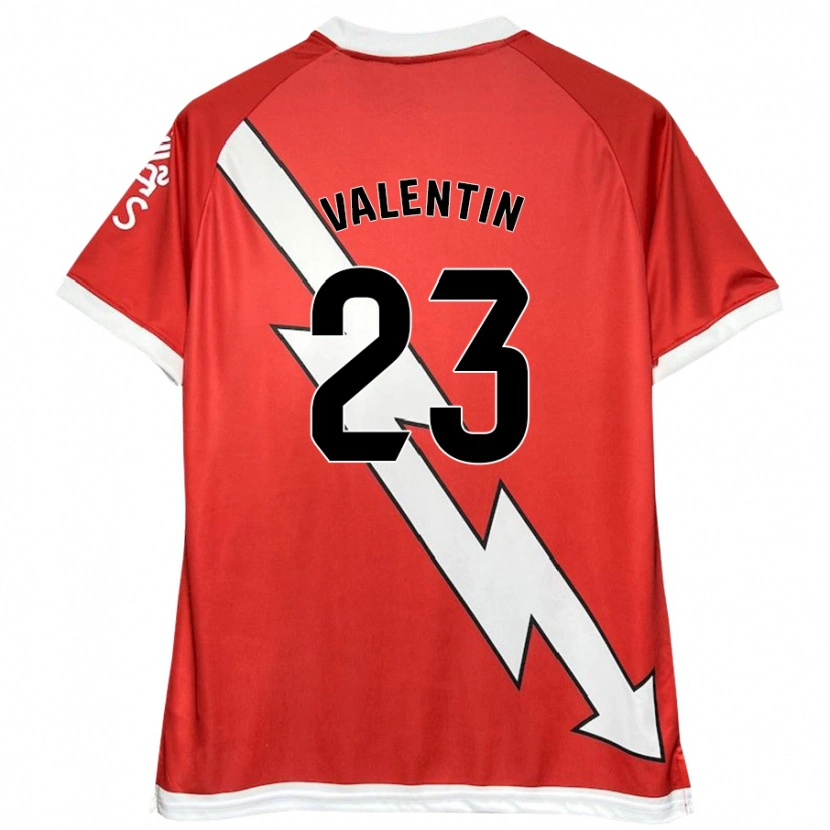 Danxen Kvinder Óscar Valentín #23 Hvid Rød Hjemmebane Spillertrøjer 2024/25 Trøje T-Shirt