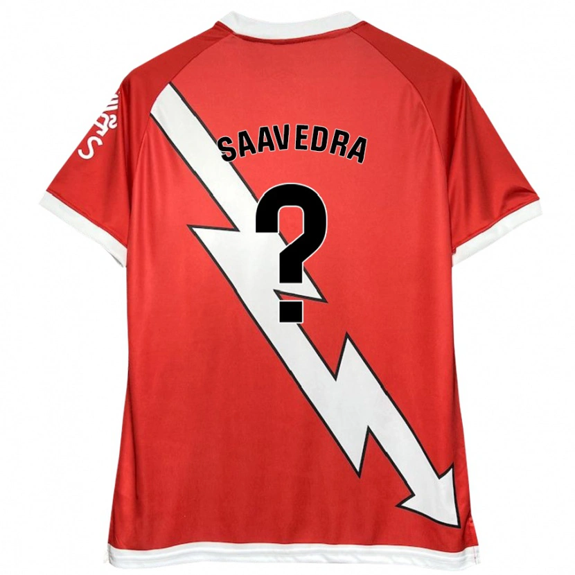 Danxen Kvinder David Saavedra #0 Hvid Rød Hjemmebane Spillertrøjer 2024/25 Trøje T-Shirt