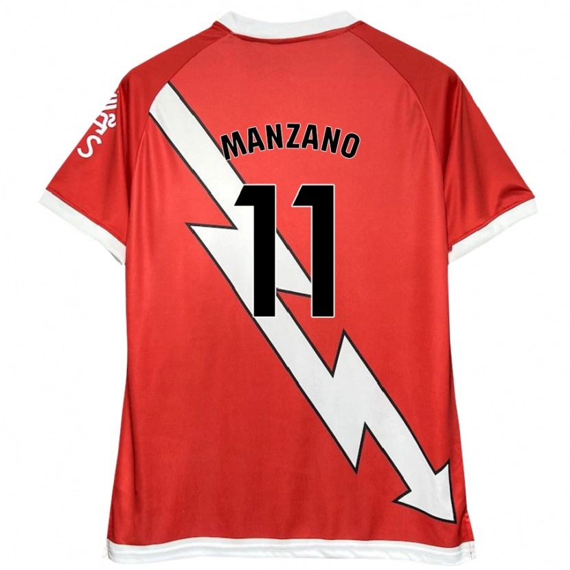 Danxen Kvinder Sergio Manzano #11 Hvid Rød Hjemmebane Spillertrøjer 2024/25 Trøje T-Shirt