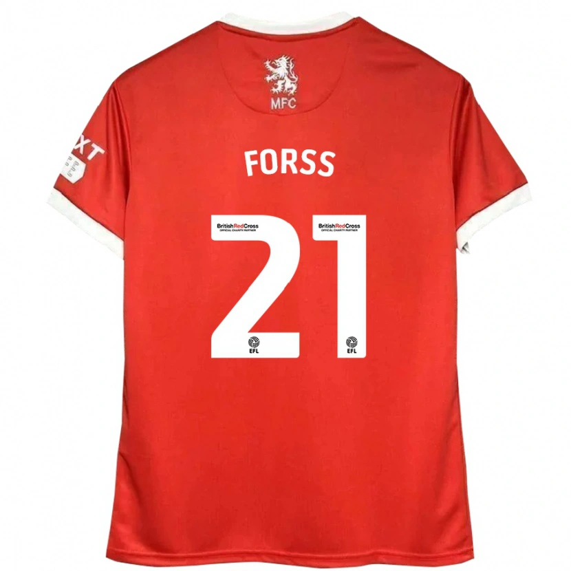 Danxen Kvinder Marcus Forss #21 Rød Hvid Hjemmebane Spillertrøjer 2024/25 Trøje T-Shirt