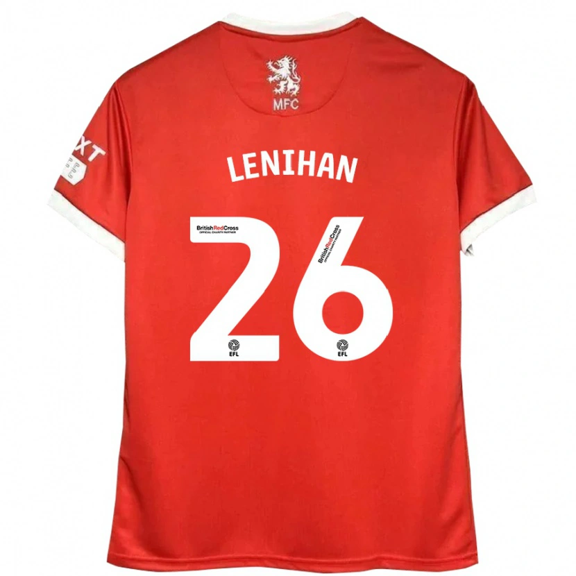Danxen Kvinder Darragh Lenihan #26 Rød Hvid Hjemmebane Spillertrøjer 2024/25 Trøje T-Shirt