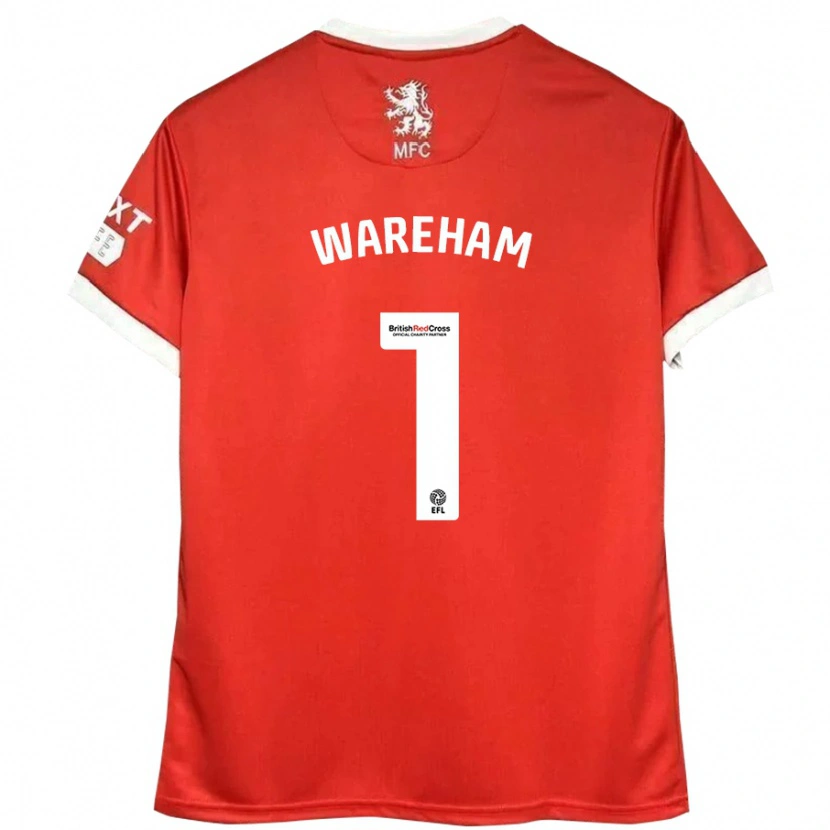 Danxen Kvinder Laura Wareham #1 Rød Hvid Hjemmebane Spillertrøjer 2024/25 Trøje T-Shirt
