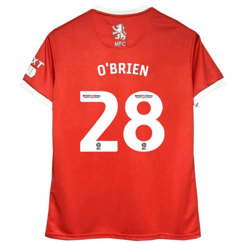 Danxen Kvinder Lewis O'brien #28 Rød Hvid Hjemmebane Spillertrøjer 2024/25 Trøje T-Shirt