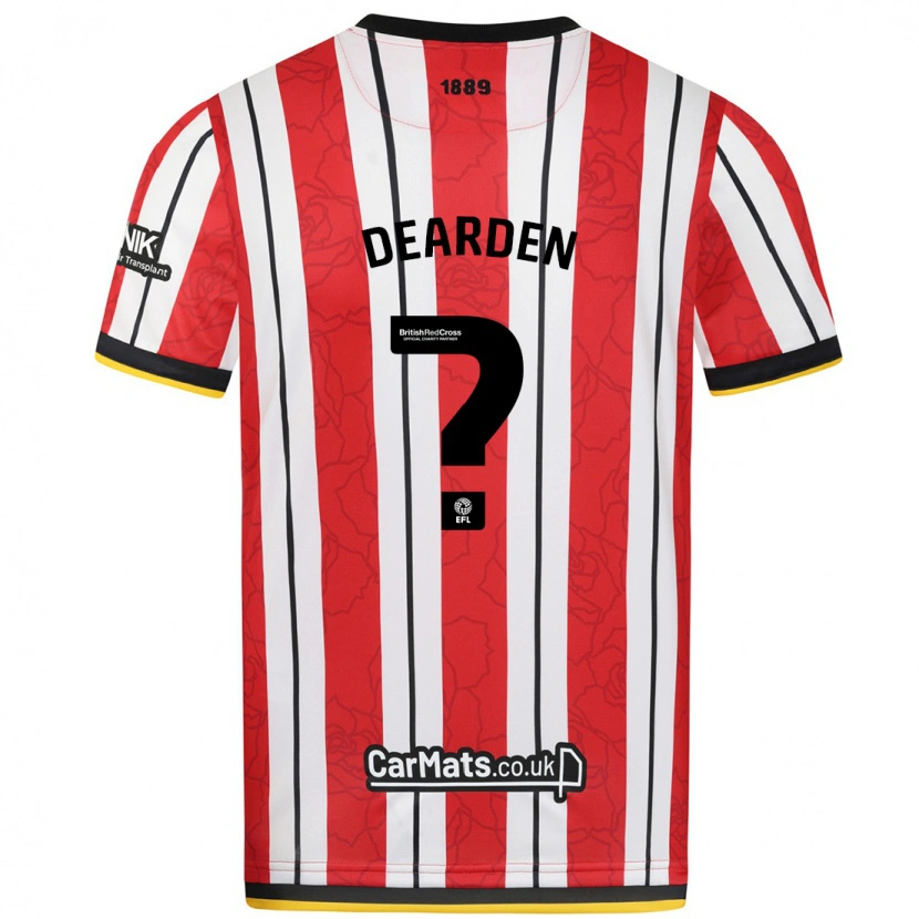 Danxen Kvinder Thomas Dearden #0 Røde Hvide Striber Hjemmebane Spillertrøjer 2024/25 Trøje T-Shirt